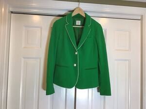 Gap Academy Blazer Green White Piping & Buttons SzS Preppy Acedemia Twee College